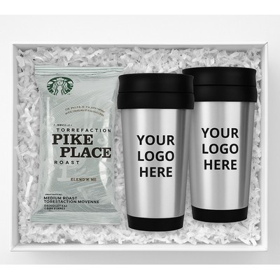 Starbucks® Coffee Gift Set with Custom Logo Travel Mugs